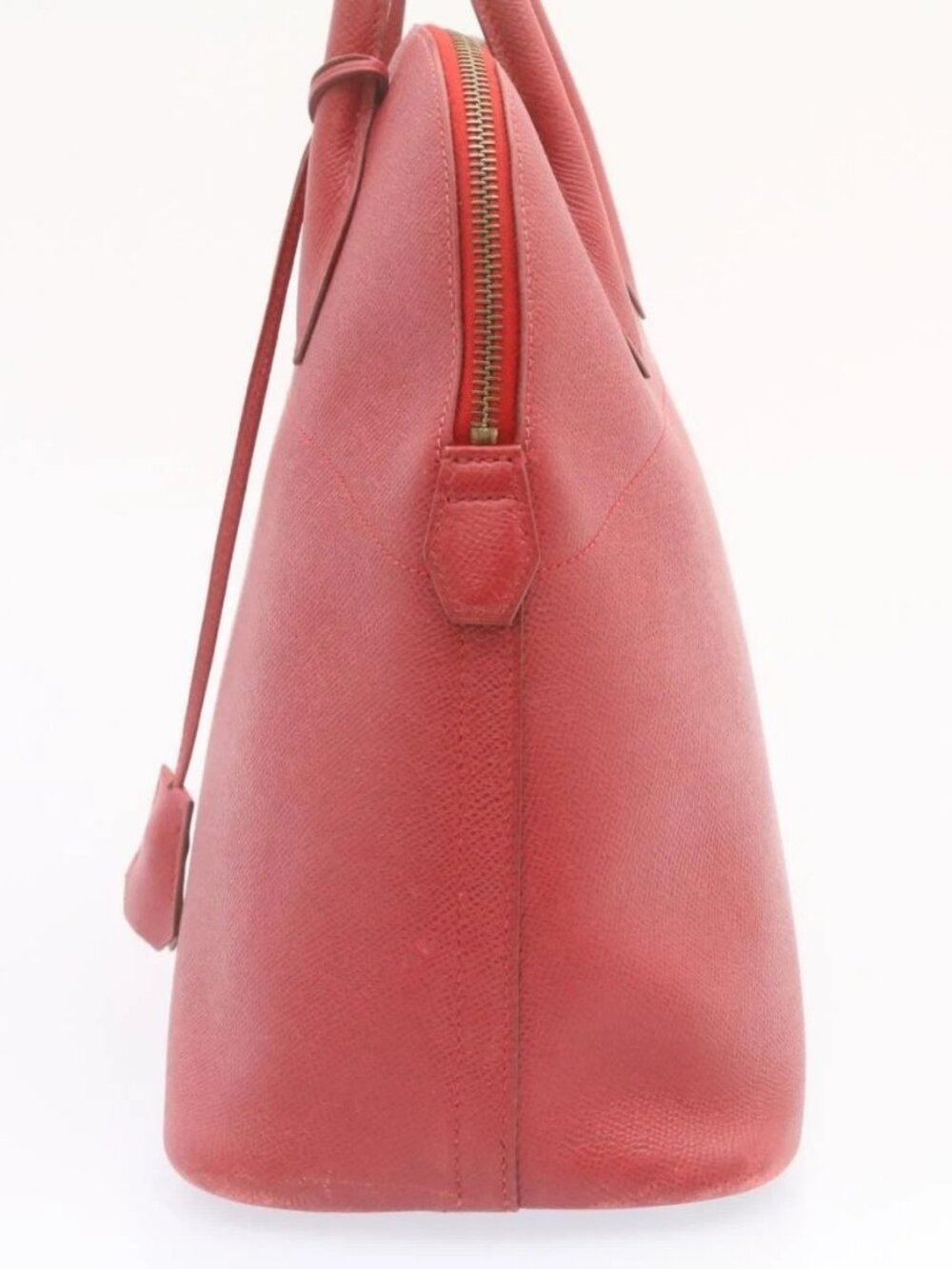 HERMES Bolide 37 Hand Bag Leather Red Auth nh122SAM - Picture 3 of 16